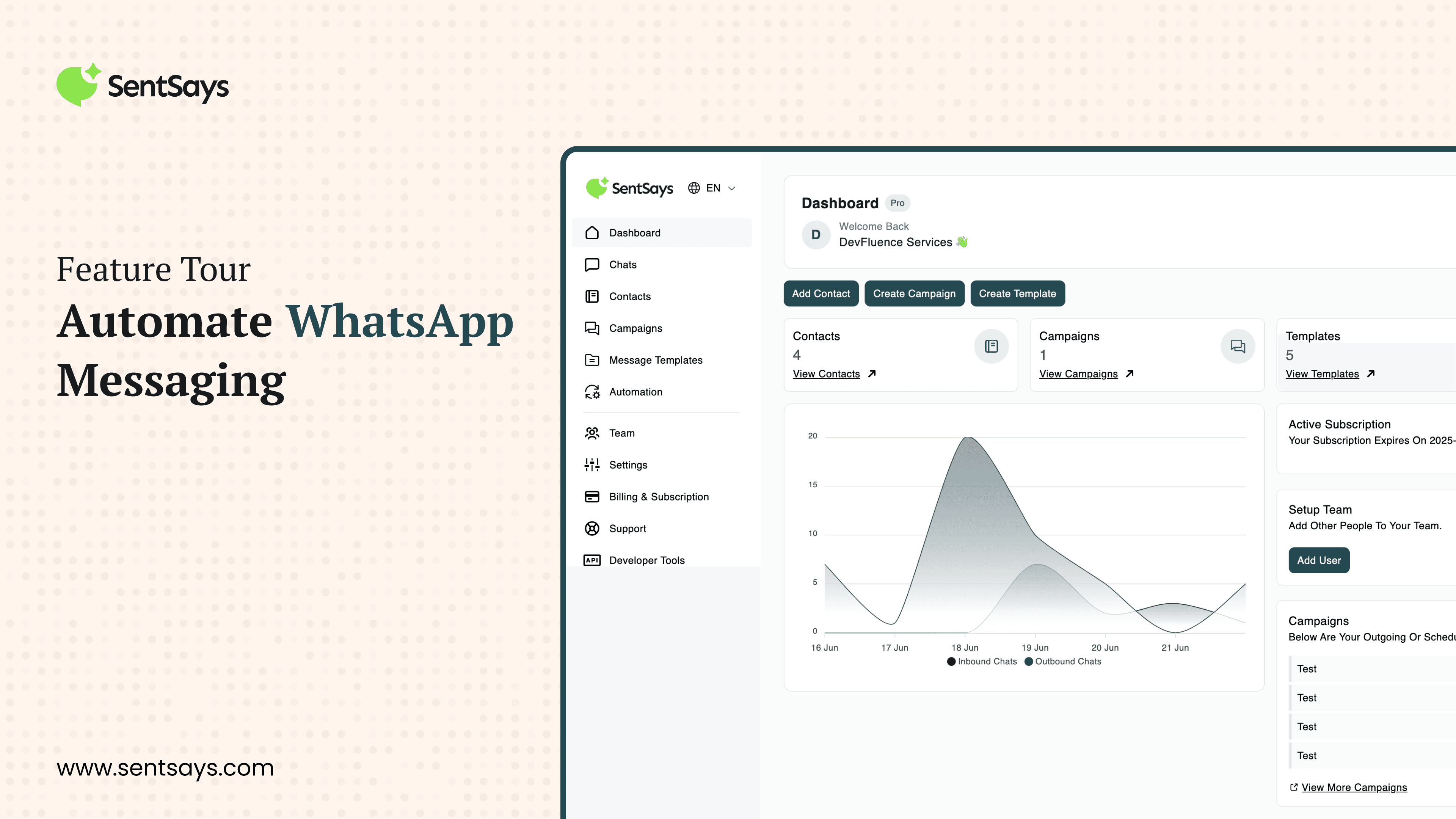 SentSays WhatsApp Marketing Tool